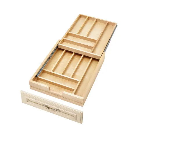 Rev-A-Shelf Wood Tiered DBL Cutlery Org W/SC 24" FF - H Slide 4WTCD-24HSC-1