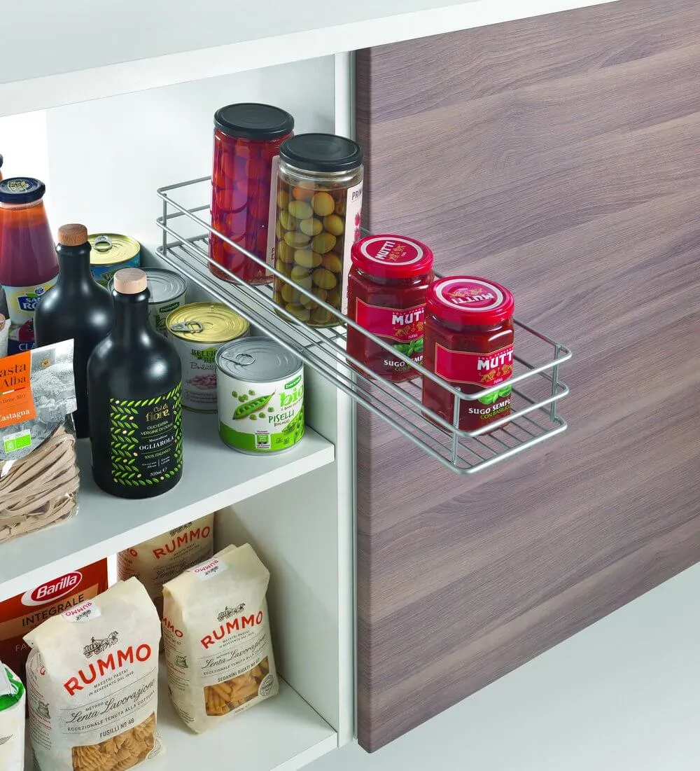 Slim Pull-Out Pantry Basket Silver