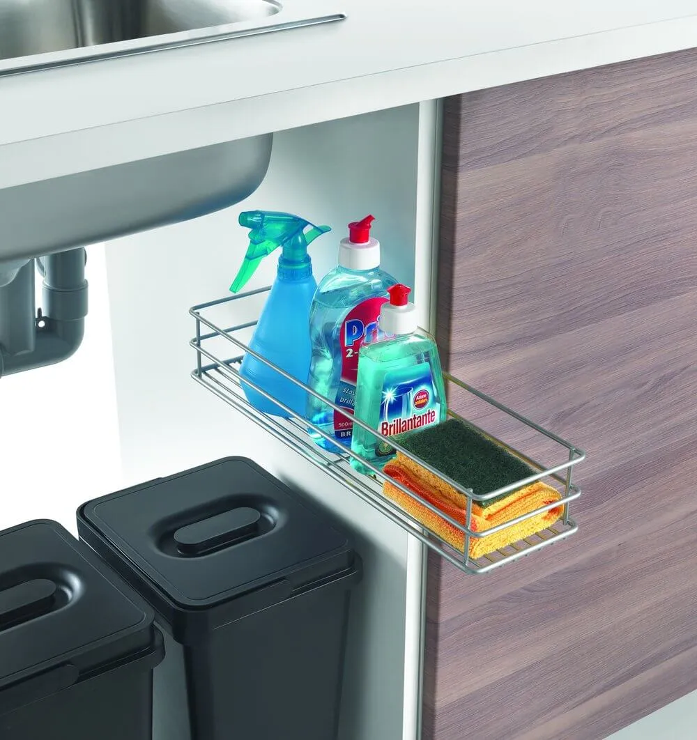 Slim Pull-Out Pantry Basket Silver