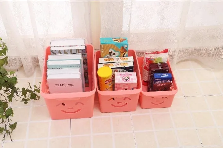 Smiley Organiser Basket Without Cap ( Pack of 3 ) Random Colour