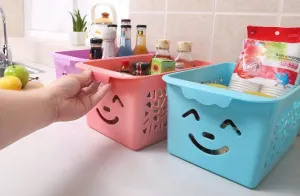 Smiley Organiser Basket Without Cap ( Pack of 3 ) Random Colour