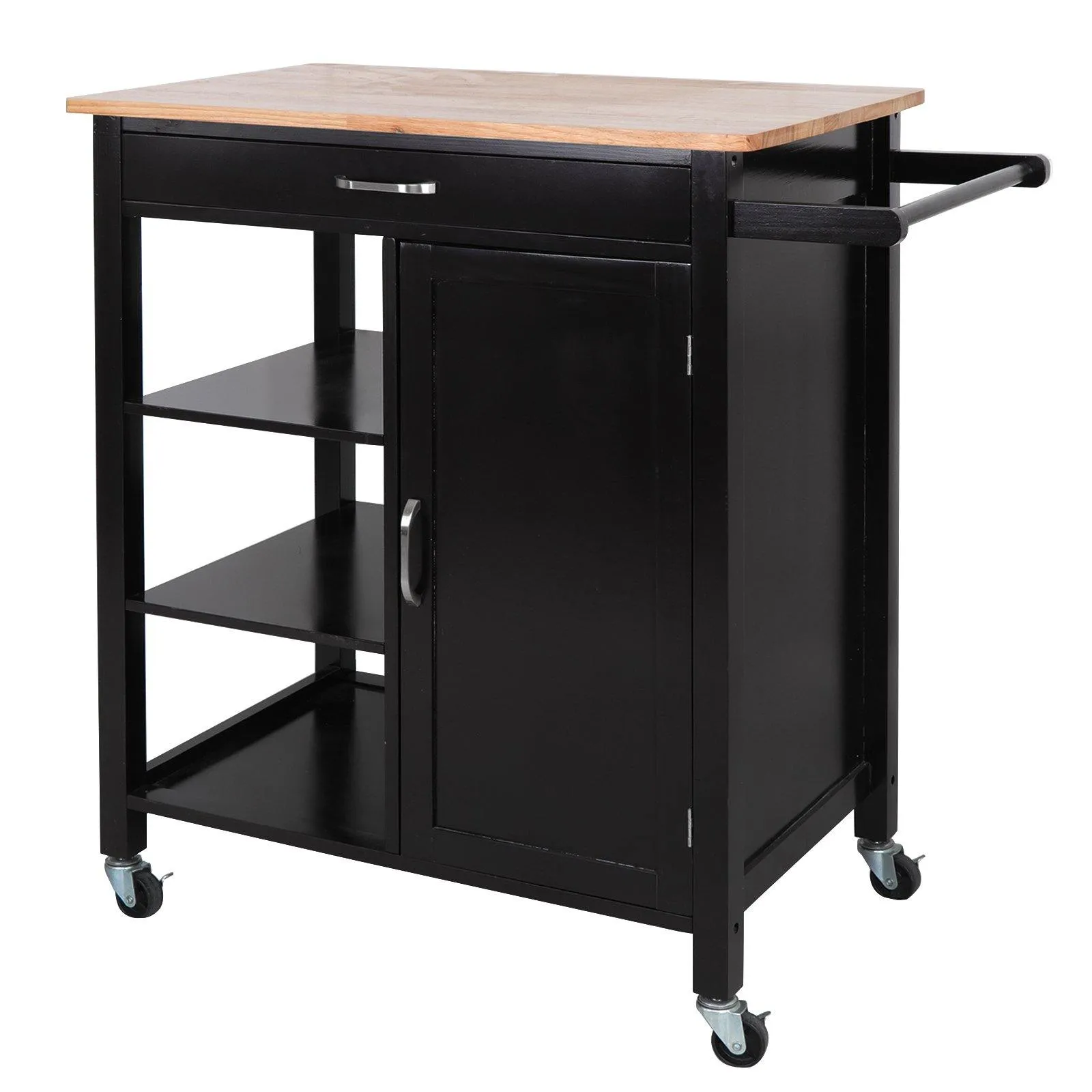 ZENY™ 4-Tier Rolling Wood Kitchen Island Trolley  Bamboo Top Storage Cabinet Utility Service Rack