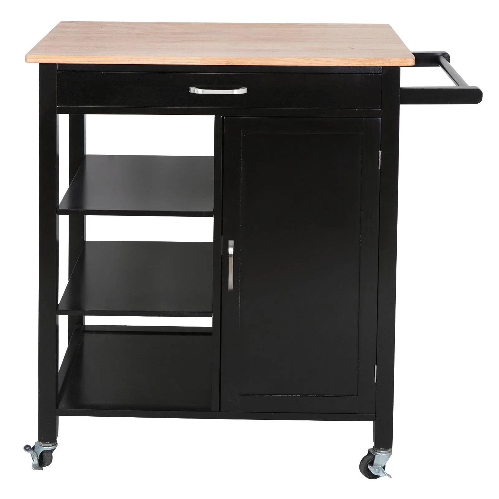 ZENY™ 4-Tier Rolling Wood Kitchen Island Trolley  Bamboo Top Storage Cabinet Utility Service Rack
