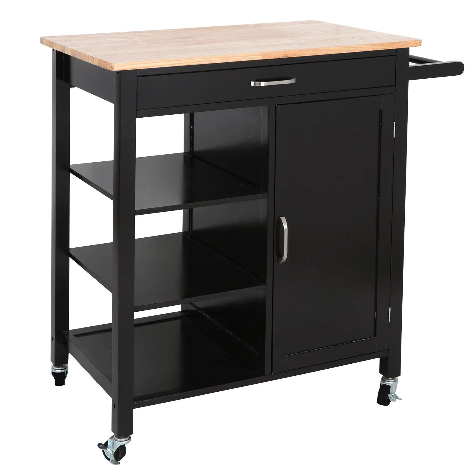 ZENY™ 4-Tier Rolling Wood Kitchen Island Trolley  Bamboo Top Storage Cabinet Utility Service Rack