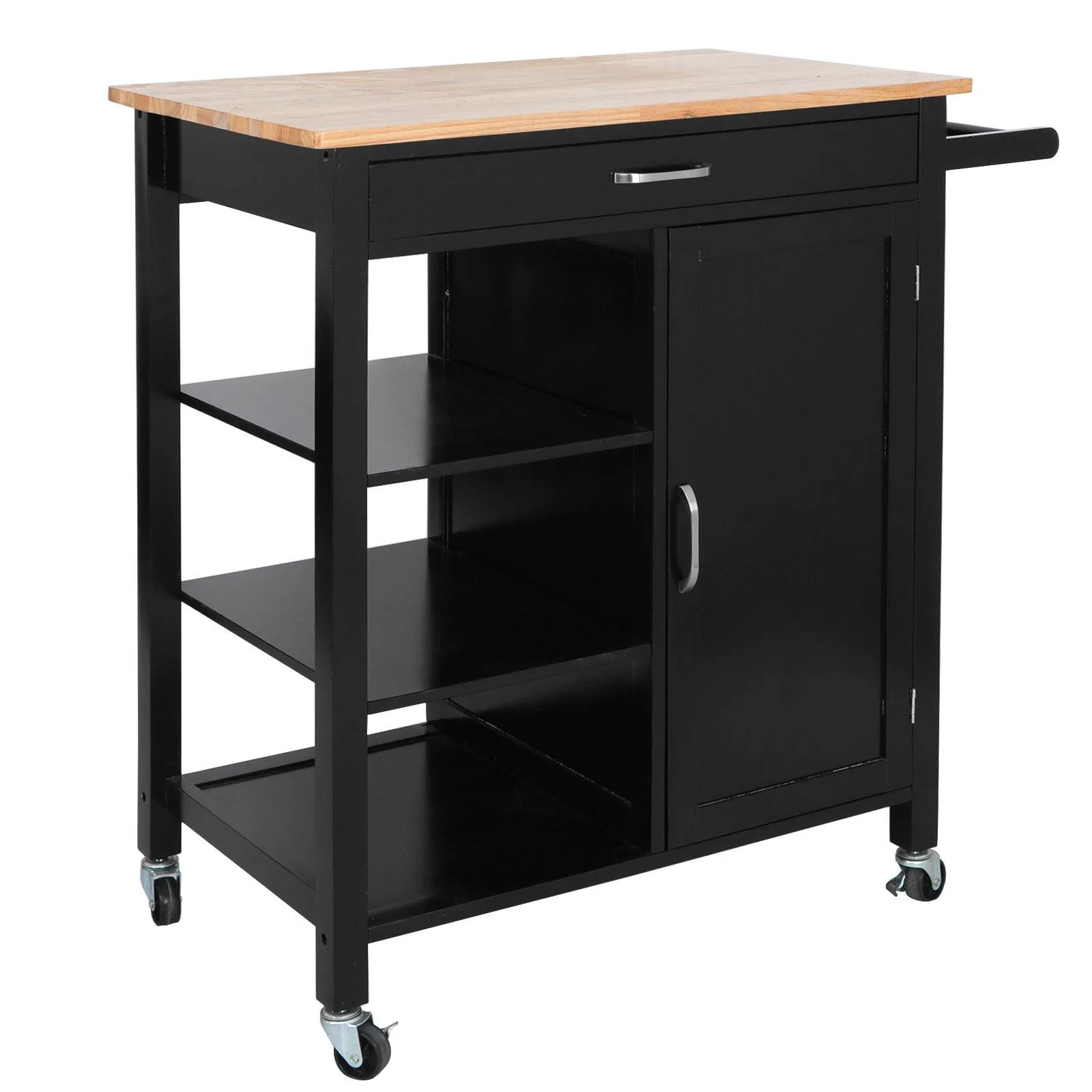 ZENY™ 4-Tier Rolling Wood Kitchen Island Trolley  Bamboo Top Storage Cabinet Utility Service Rack